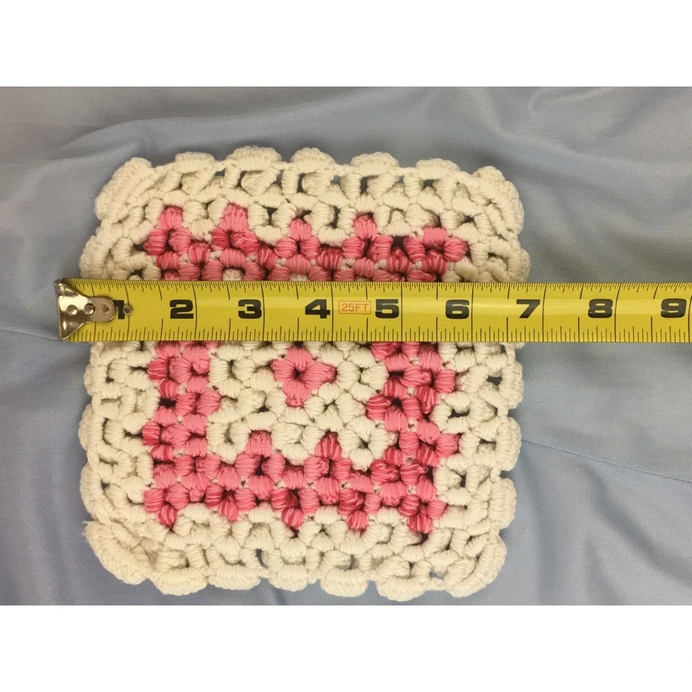 Potholders Hot Pads teapot Pink White country cottage core MCM lot of 2